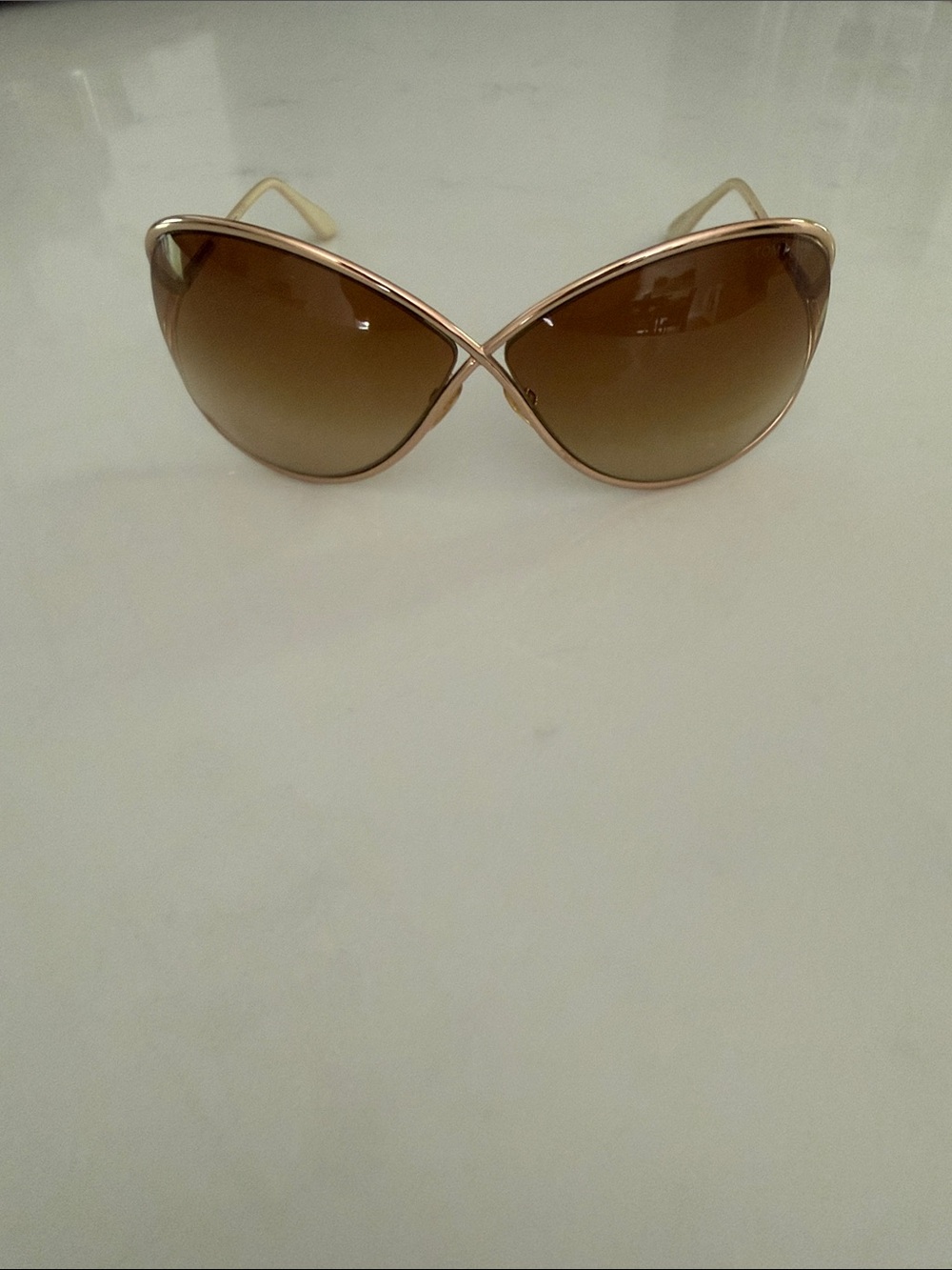 Tom Ford Rose Gold Frame Brown Gradient Butterfly Sunglasses